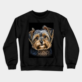 Super Cute Yorkshire Terrier Puppy Portrait Crewneck Sweatshirt